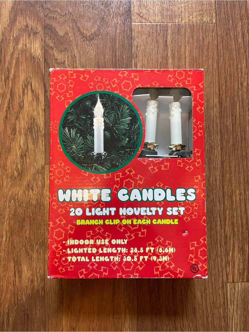 Vintage White Candle Christmas Lights 20 Light Clip-On Set 28.5 Ft Cozy Cottage
